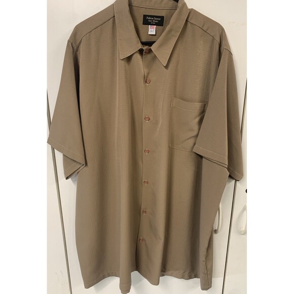 Vintage Fulton Street Shirt Works Button Down Sand Brown Size 2XLT Made In USA - Picture 1 of 10